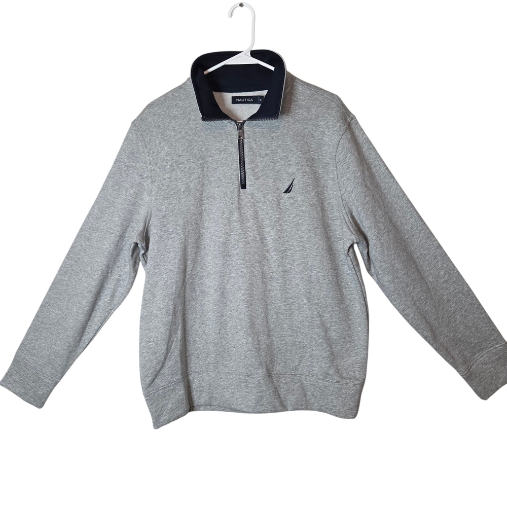 Nautica Men's Heather Gray Quarter Zip-Up Sweater